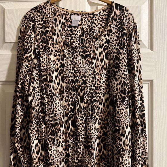 Chico's TOUCH OF COOL Animal-Print Layering Tee Size 3 (XL) (16) - Picture 2 of 7